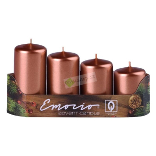 Emocio adventní svíčky stupňovité 40 mm metalické měděné 4 ks