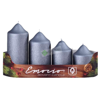 Emocio adventní svíčky stupňovité 50 mm grafitové matné exclusive 4 ks