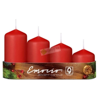 Emocio adventní svíčky stupňovité 50 mm červené 4 ks