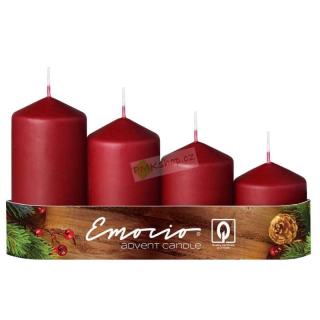 Emocio adventní svíčky stupňovité 50 mm bordó 4 ks