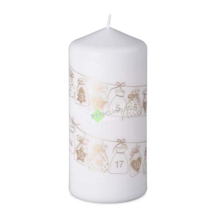 Emocio svíčka adventní kalendář 68x150 bílá svíčka zlatý potisk
