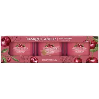 Yankee Candle votivní vonná svíčka ve skle sada 3 kusů Black Cherry