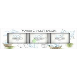 Yankee Candle votivní vonná svíčka ve skle sada 3 kusů Clean Cotton
