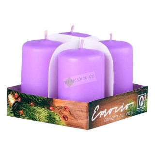 Emocio adventní svíčky 38x60 světle fialové 4 ks