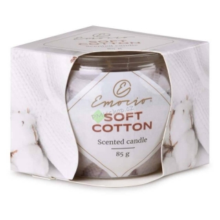Emocio vonná svíčka ve skle s dekorem Soft Cotton