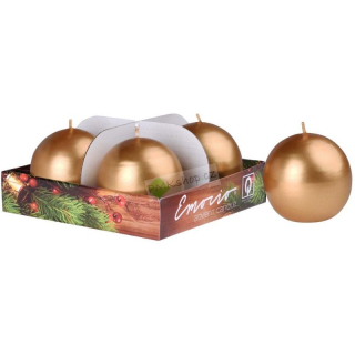 Emocio adventní svíčky koule 60 mm zlaté 4 ks