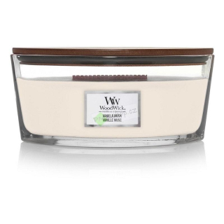 Woodwick lodička vonná svíčka Vanilla Musk