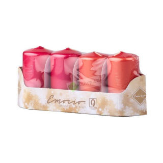 Emocio adventní svíčky 40x75 mix růžových barev metalické matné 4 ks