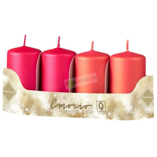 Emocio adventní svíčky 50x90 mix růžových barev metalické matné 4 ks