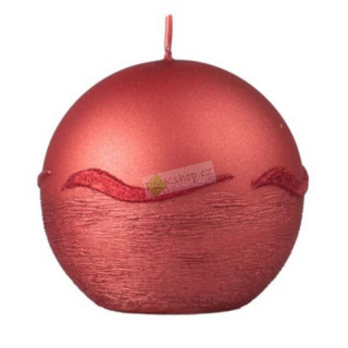 Emocio drápaná svíčka koule s vlnkou vínová 70 mm