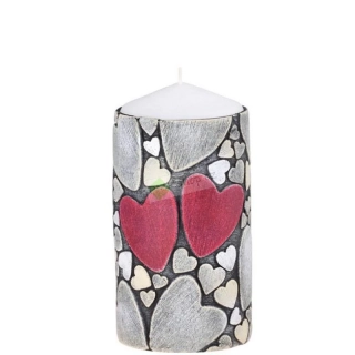 Emocio válcová svíčka srdce a srdíčka 60x110 mm