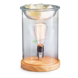 Candle Warmers Wood/Glass elektrická svítící aroma lampa Vintage Bulb Illumination
