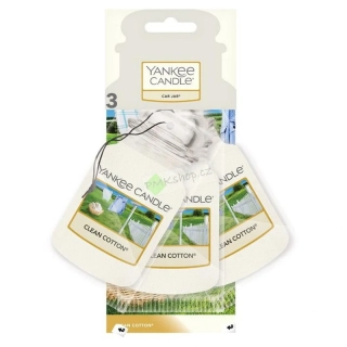 Yankee Candle 3 kusy vůně do auta papírová visačka Clean Cotton