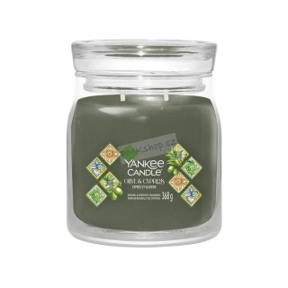 Yankee Candle Signature střední vonná svíčka Olive & Cypress