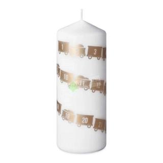 Emocio svíčka adventní kalendář 68x180 potisk zlatý vláček barva bílá