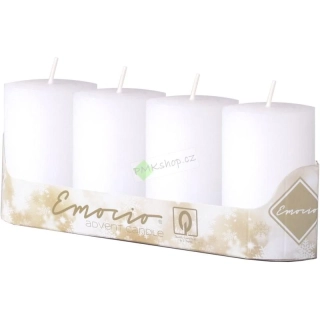 Emocio rustikální adventní svíčky 50x100 mm bílé 4 ks