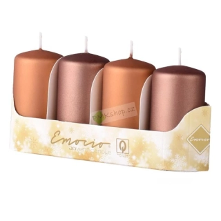 Emocio adventní svíčky 40x75 mix hnědých barev metalické matné 4 ks