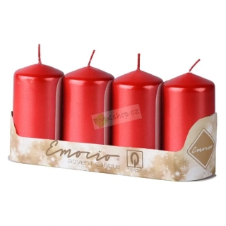 Emocio červené adventní svíčky 50x90 4 ks