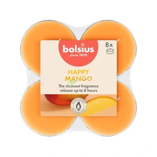 Bolsius maxi vonné čajové svíčky true scents Happy Mango 8 kusů 