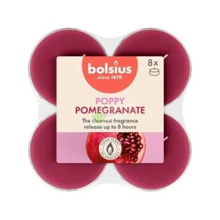 Bolsius maxi vonné čajové svíčky true scents Poppy Pomegranate 8 ks