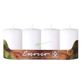 Emocio rustikální adventní svíčky 50x100 mm bílé 4 ks